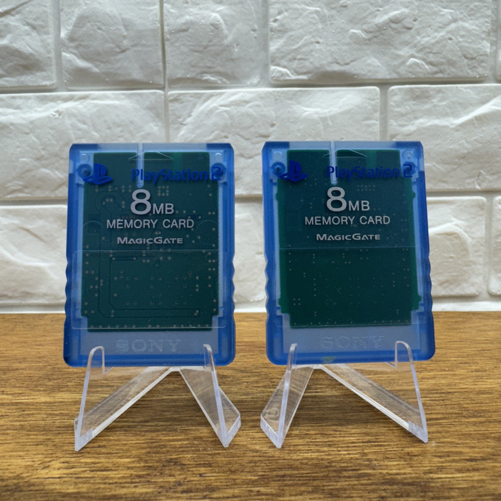 Sony Playstation 2 OEM 8mb Blue Memory Card SCPH-10020 Lot of 2 Refurbished