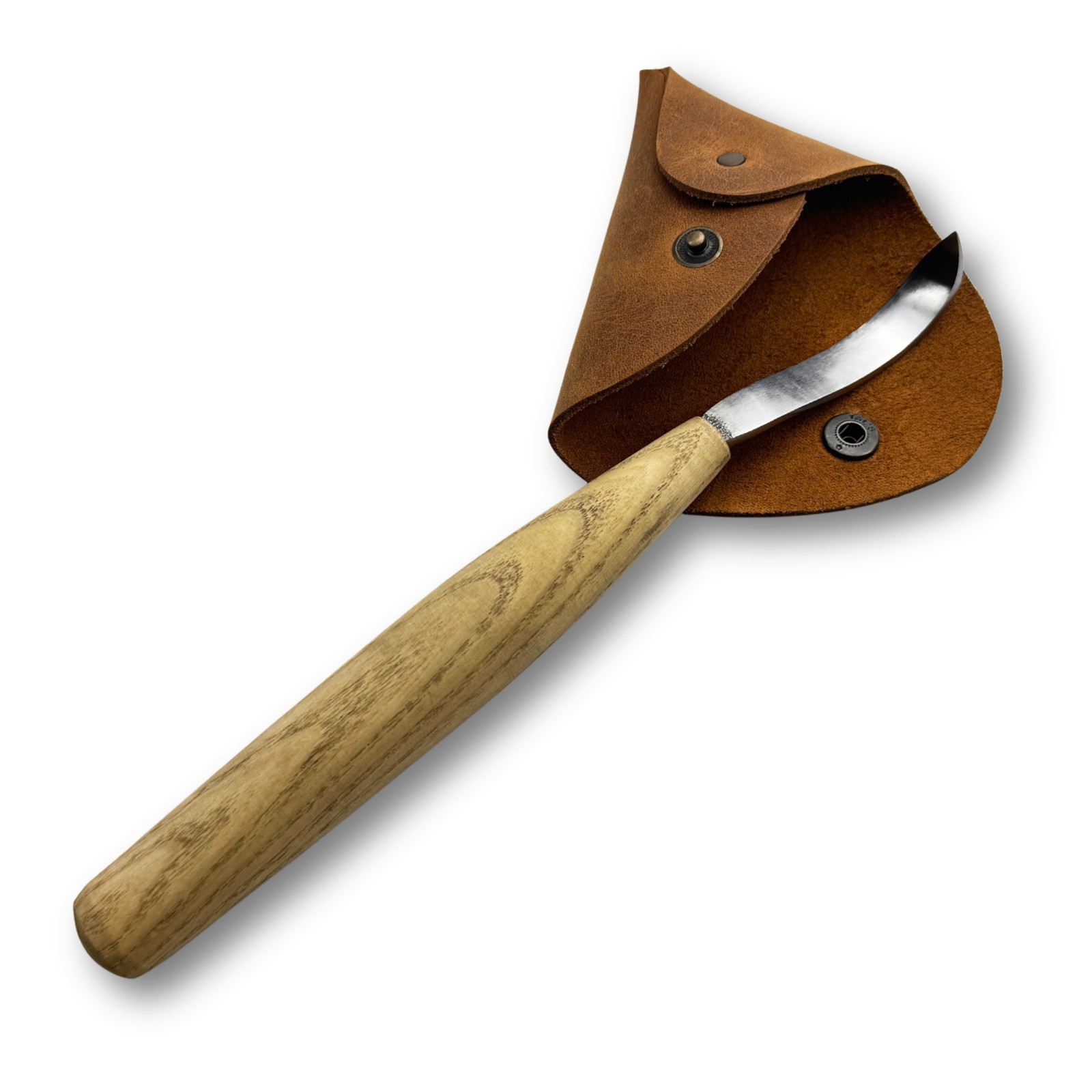 Long Hook Knife Hand-Forged with Leather Sheath 52100 Carbon Steel Blade Carver.