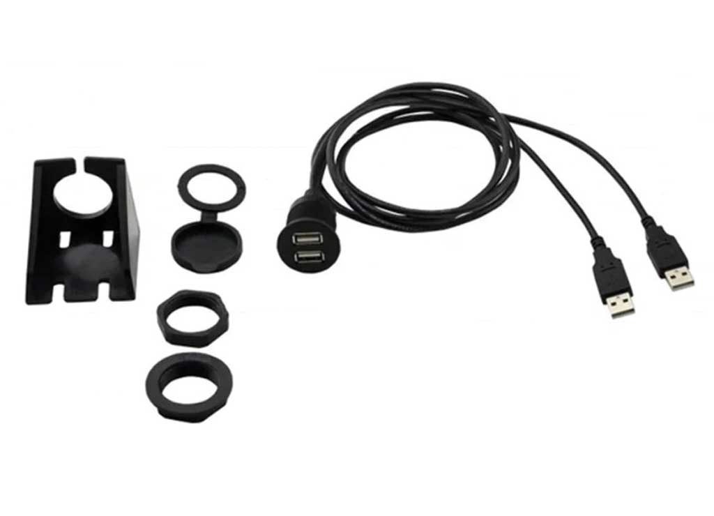 Stinger SSUSB2 Panel Mount Dual USB Cable With Multi Mount Accessories 4'