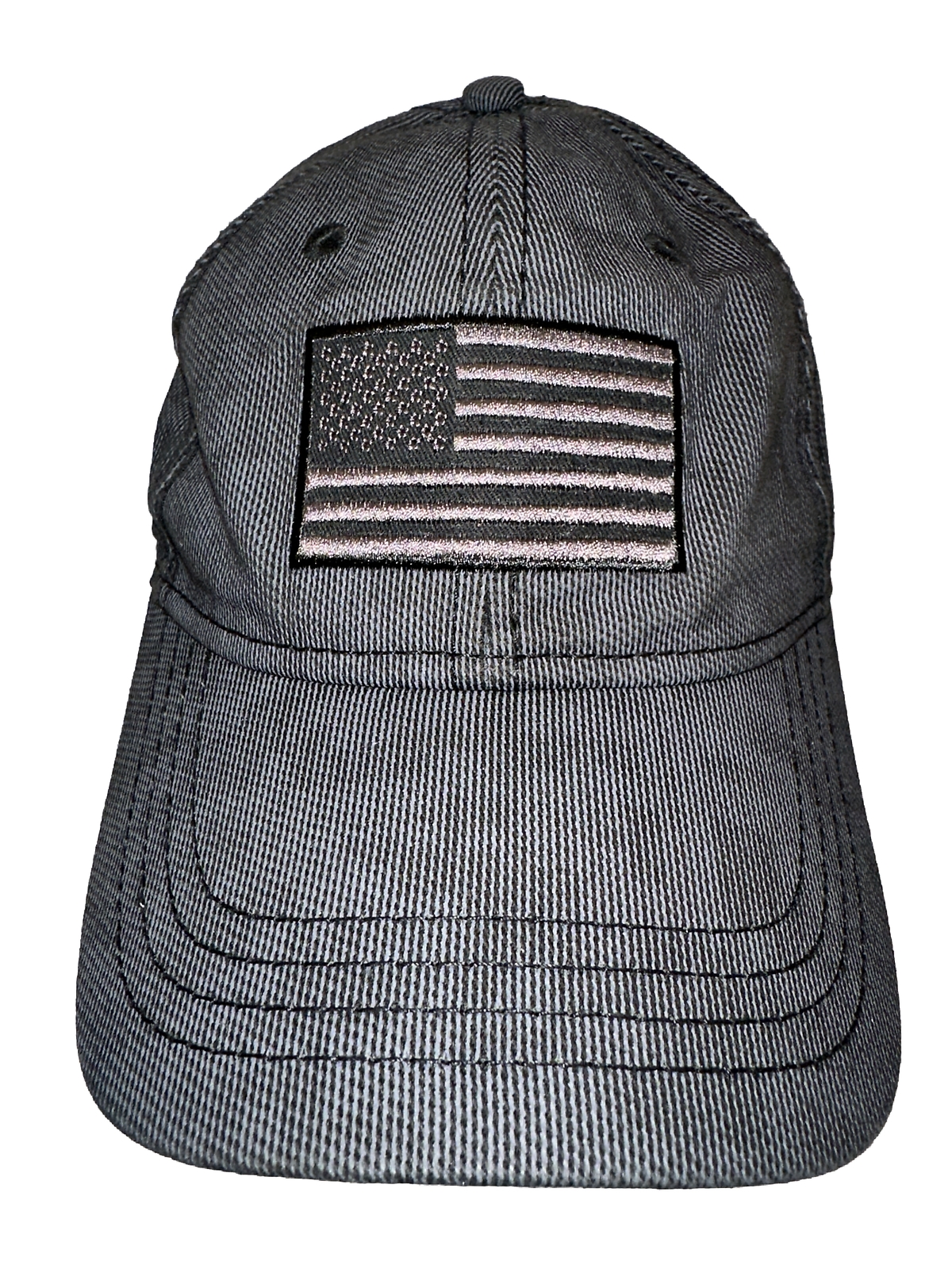American Flag Black on Black Gray Pinstripe Hat Cap Hook Loop. Unbranded