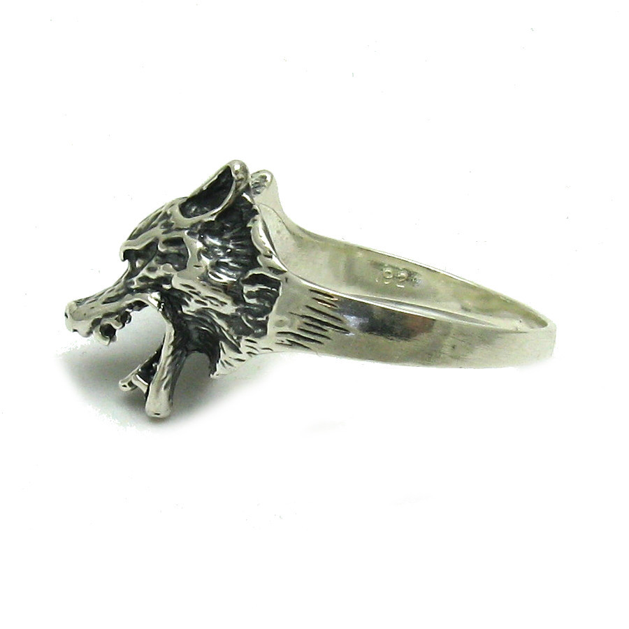 Stylish Sterling Silver Ring Hallmarked Solid 925 Wolf Handcrafted