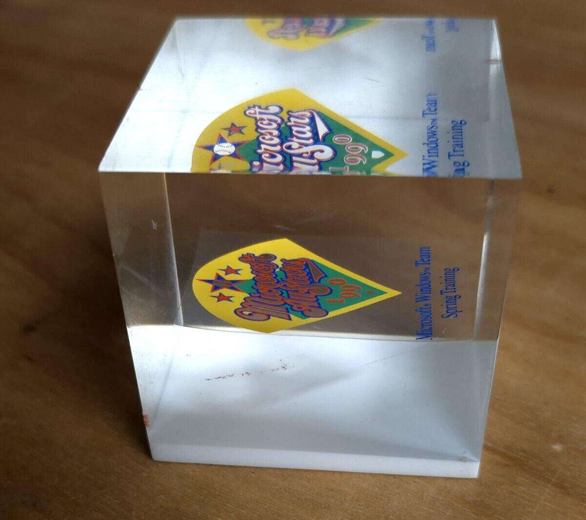 Super Rare Microsoft Vintage Sales Team Promo Paperweight Summer Baseball 1990