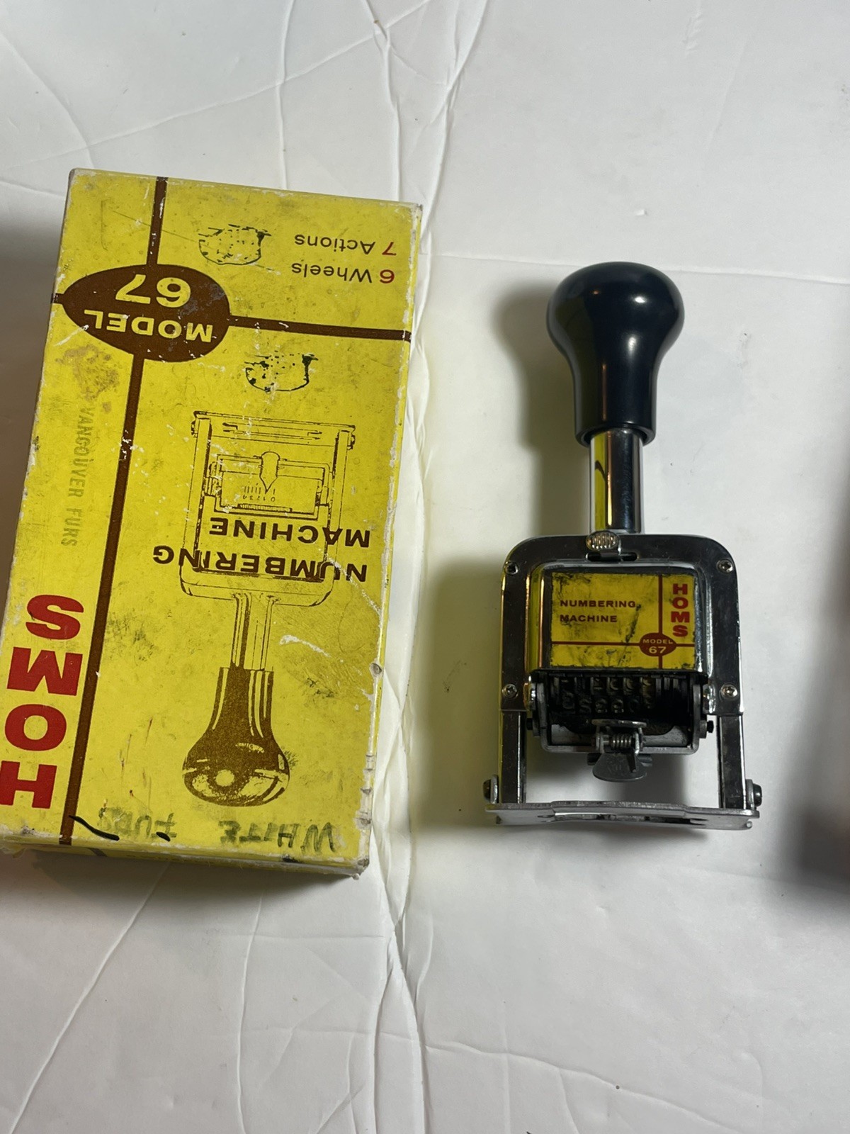 Vintage HOMS Numbering Machine Stamp Model 67 Self Inking JAPAN