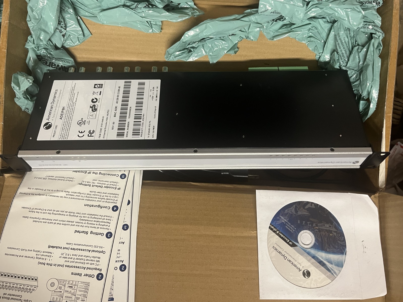 AMERICAN DYNAMICS (TYCO INTL COMPANY)  ADEIP8H IP ENCODER 8 CHANNEL W/POWER NEW