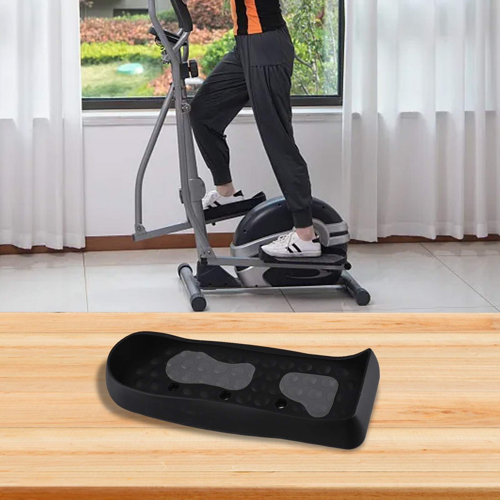 Sleek Black Design Elliptical Machine Footpedal Set Compatible with All