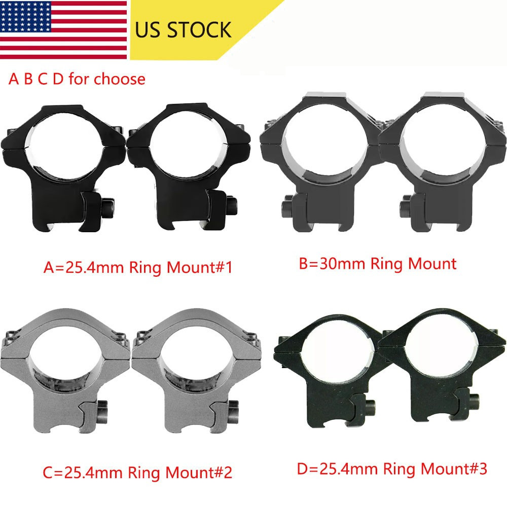 2pcs 25.4mm Rings Low Profile Scope Mount for 3/8" or 11mm Dovetail Rail