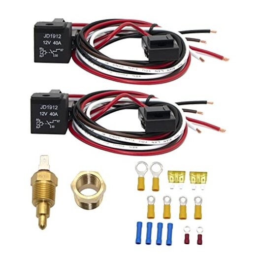 12V 40 Amp Dual Electric Fan Relay Kit Radiator Electric Fan Thermostat Kit