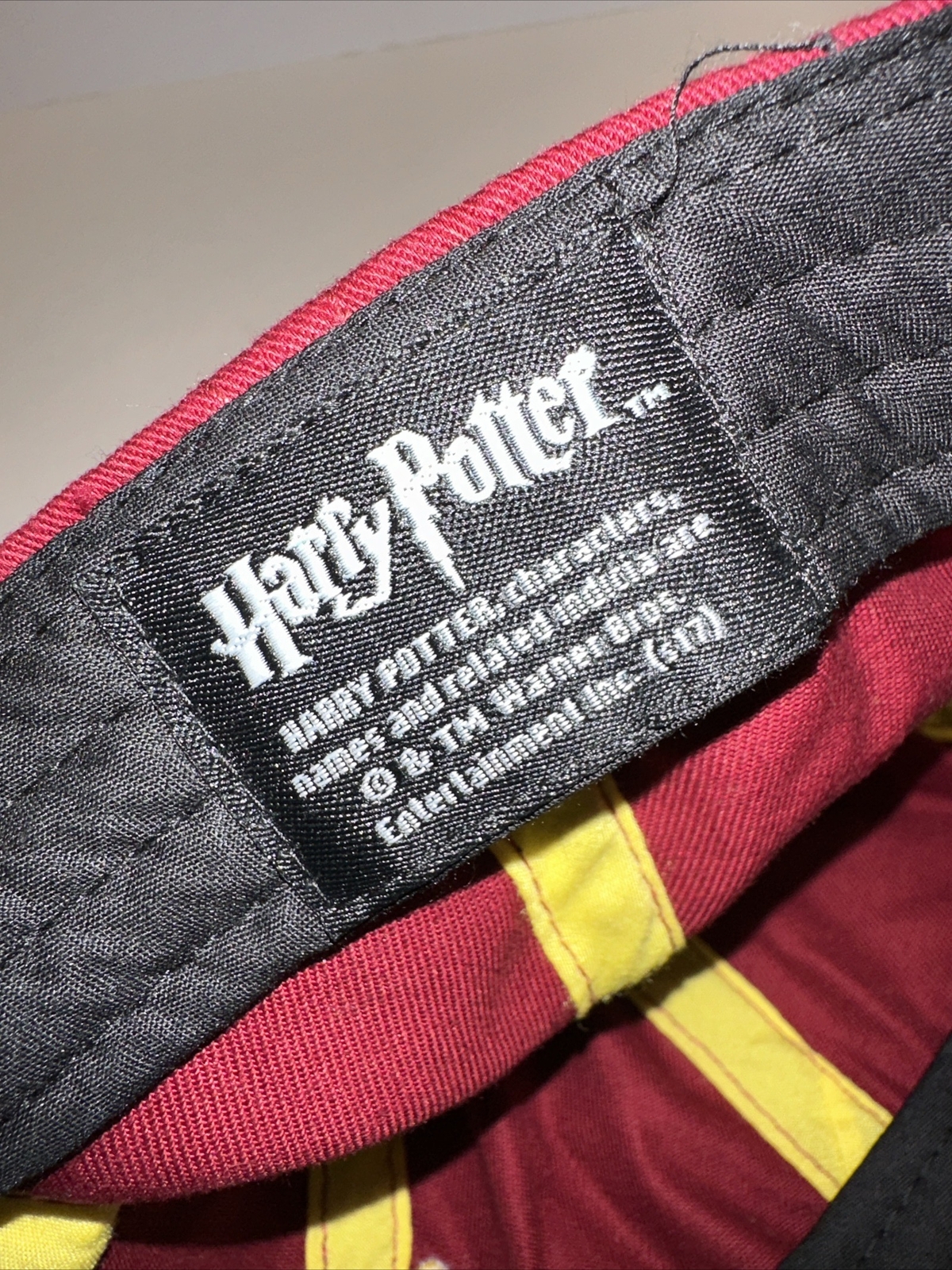 Hogwarts Logo with Black White Gold H on Maroon Hat Cap Harry Potter Hook Loop