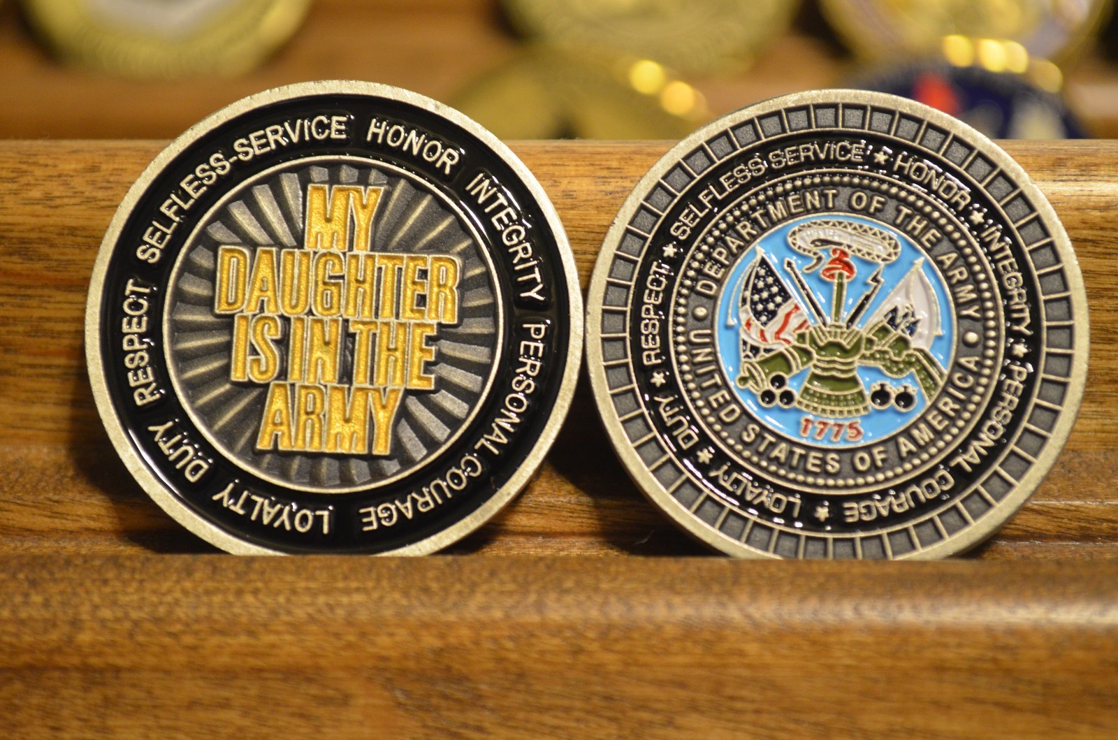 ARMY, MY DAUGHTER IS IN THE ARMY CHALLENGE COIN