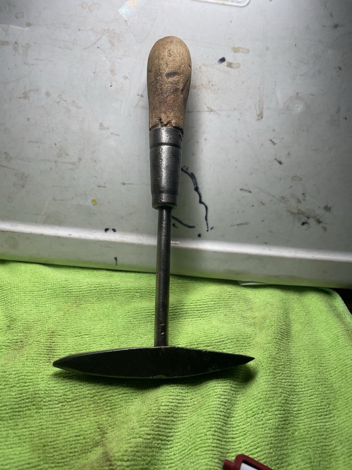 Antique Anchor Brand Tool Blacksmith Chipping hammer wooden handle Vintage
