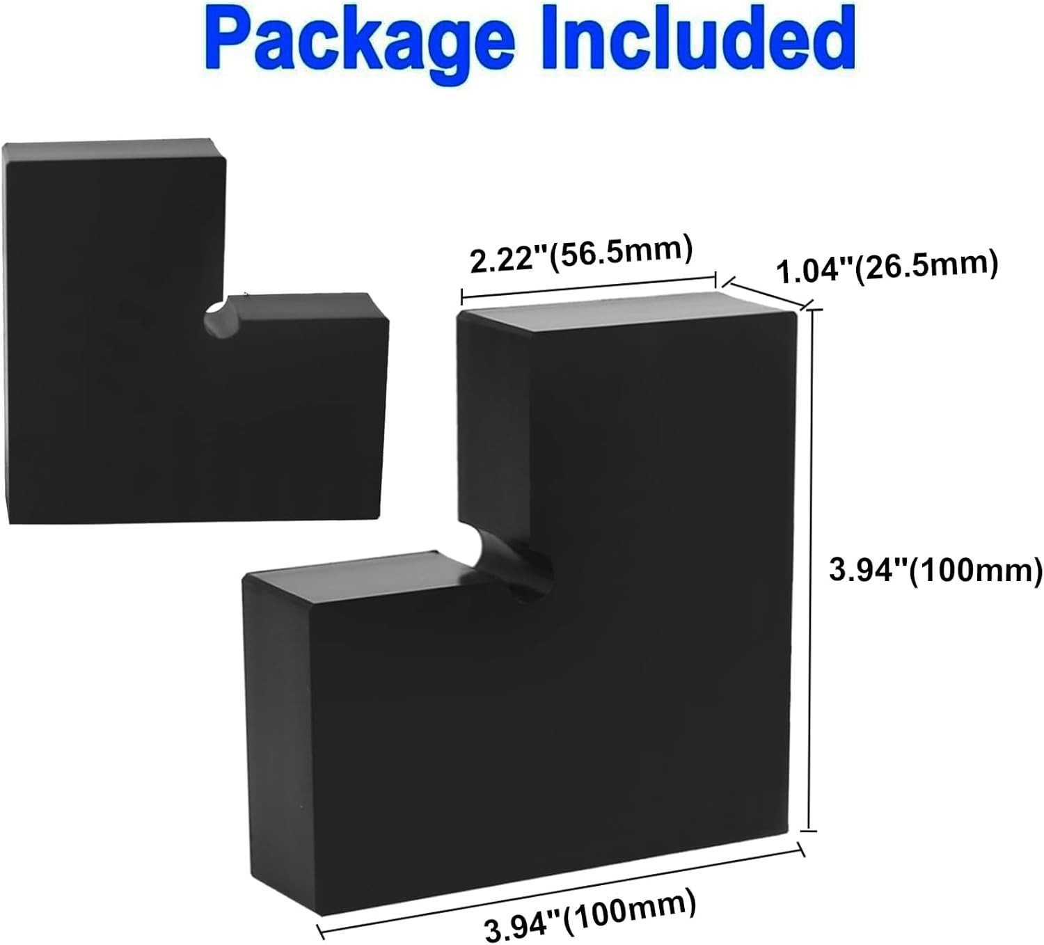 Flat Handrail Accessories - 2 Pack Corner Connector Connector, Black