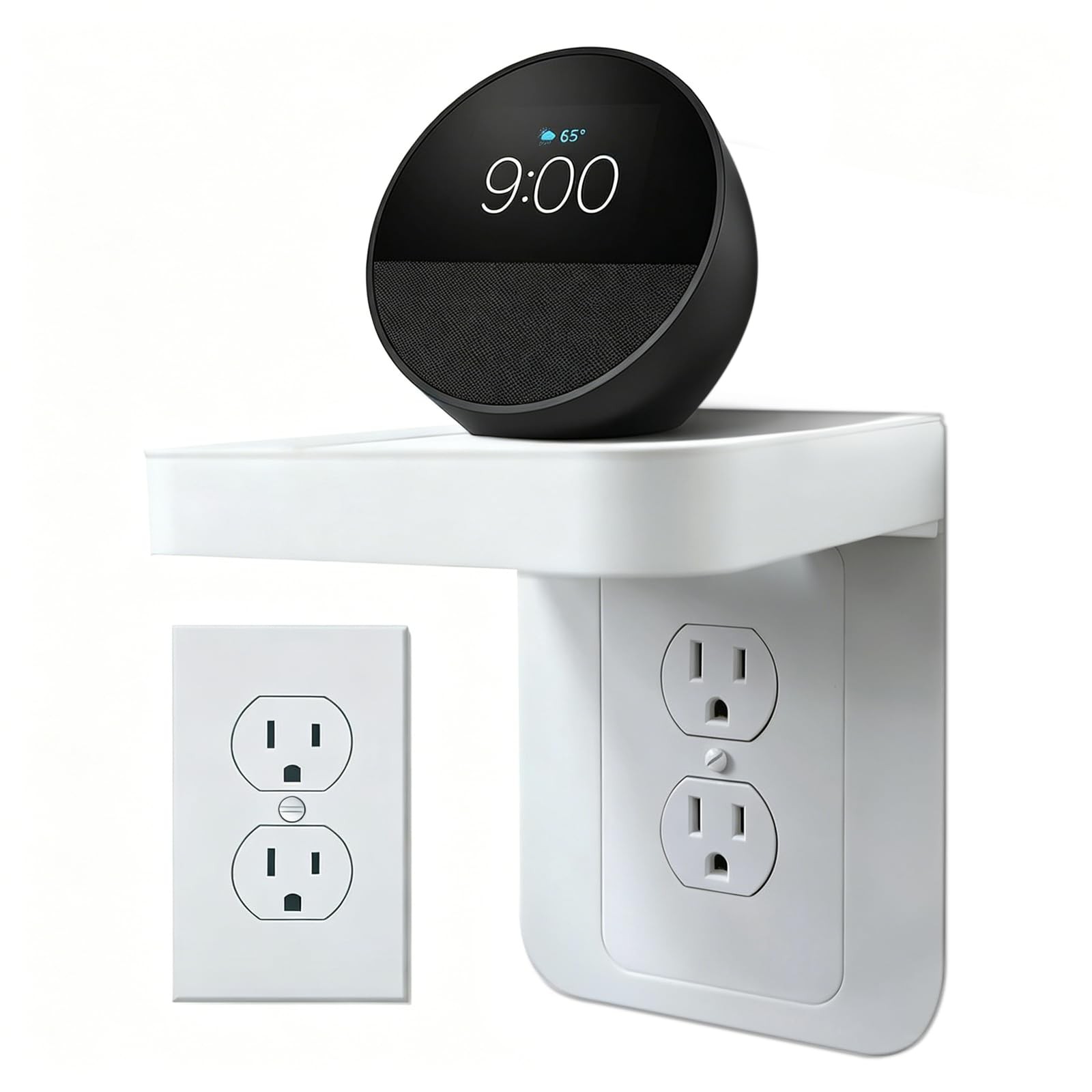 Outlet Shelf Wall Holder with Cord Storage, Duplex Receptacle Plug Shelf for ...
