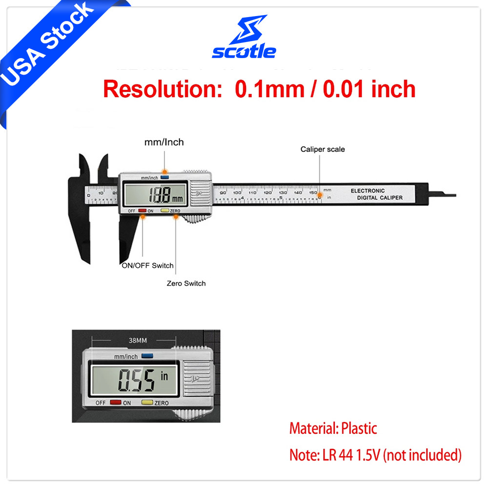 150mm Digital Caliper 6" Micrometer LCD Gauge Vernier Electronic Measuring Ruler