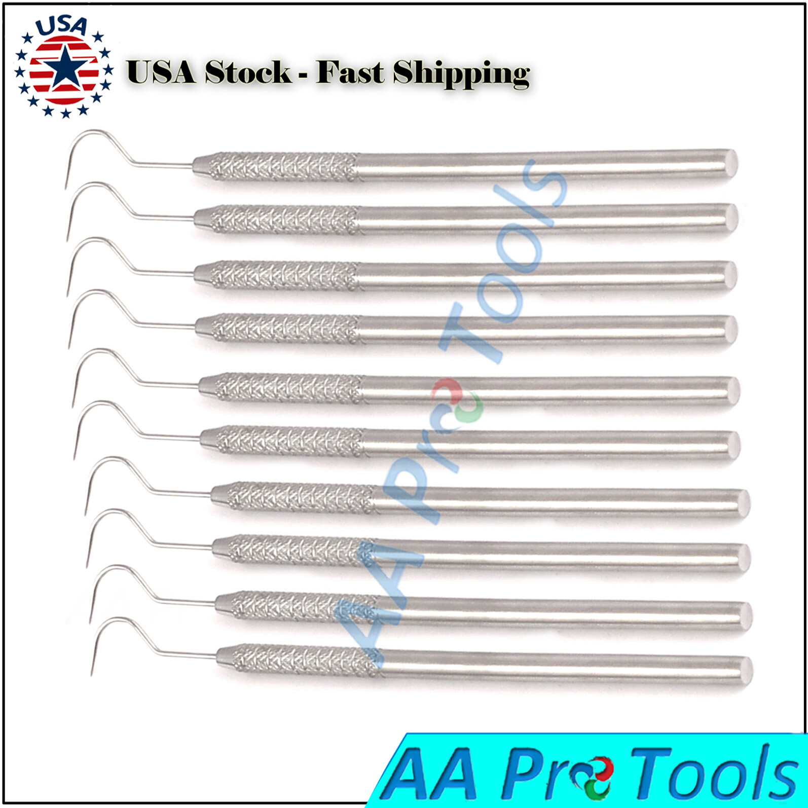 10 Pcs Single Ended Dental Explorer #23 Shepherds Hook Probe Surgical Instrument