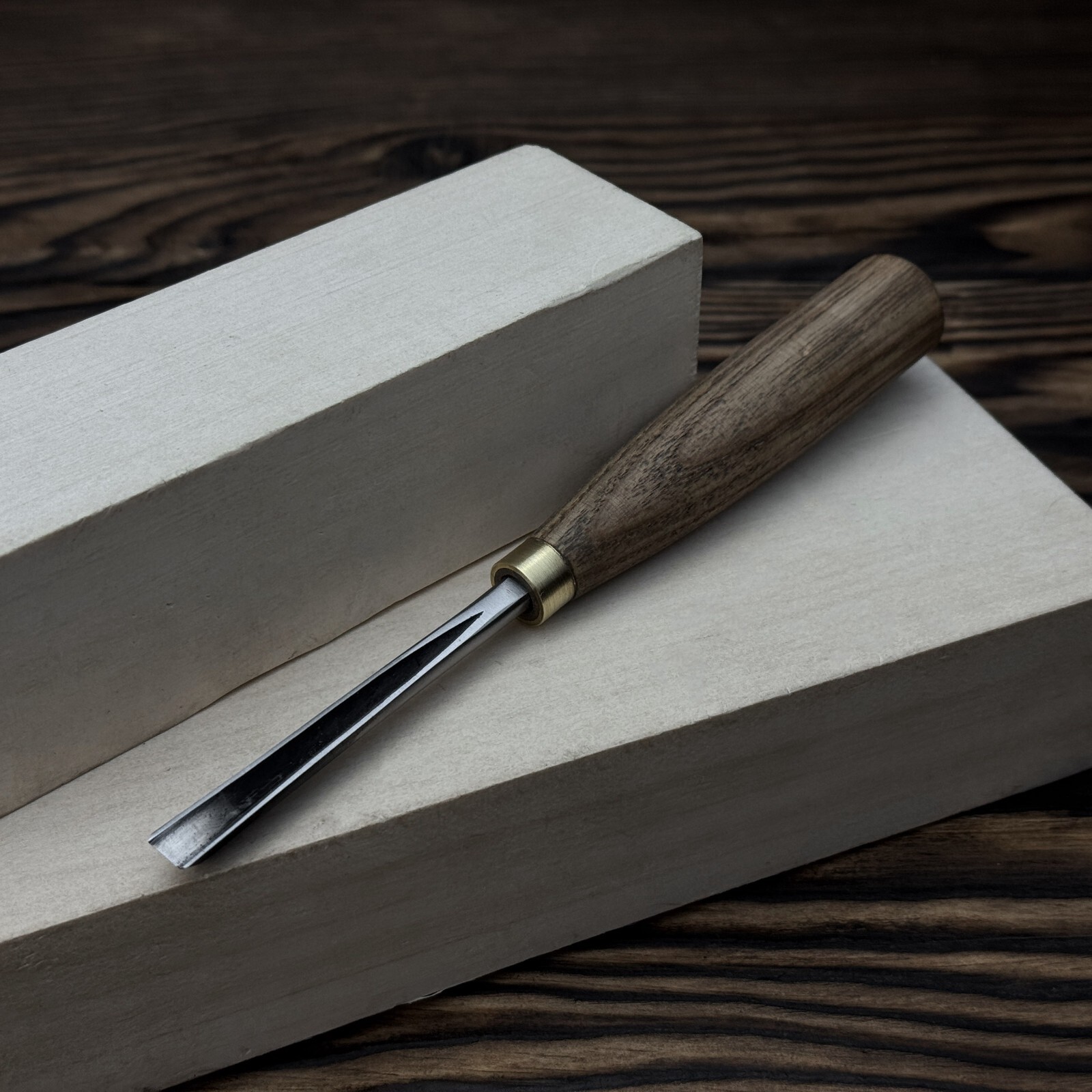 Hand-Forged V-Parting Chisel. Ash Handle Detail Tool with Sheath. Carver Gift.