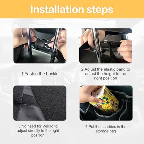 Car Trunk Organizer with Lid, Backseat Hanging Storage Bag with 4 Pockets & 3