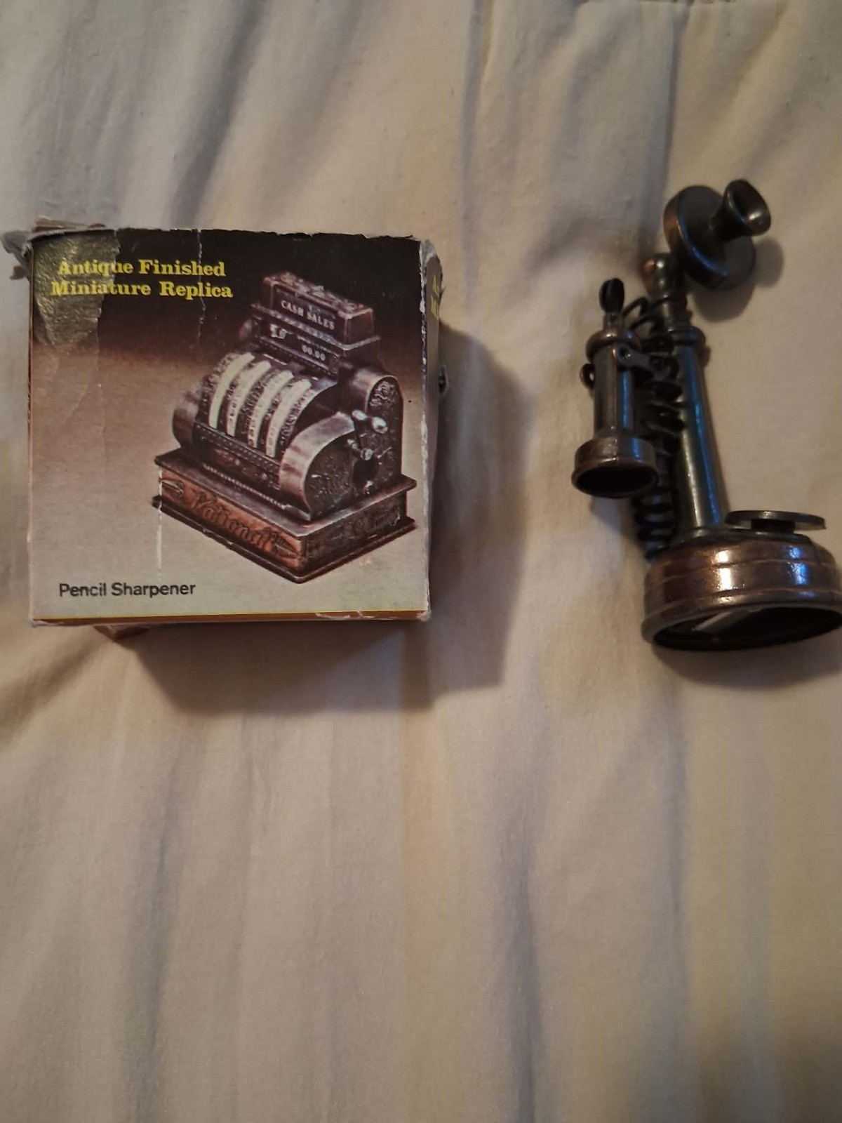 (2) Vintage Miniature Replica Pencil Sharpeners - Cash Register and Phone