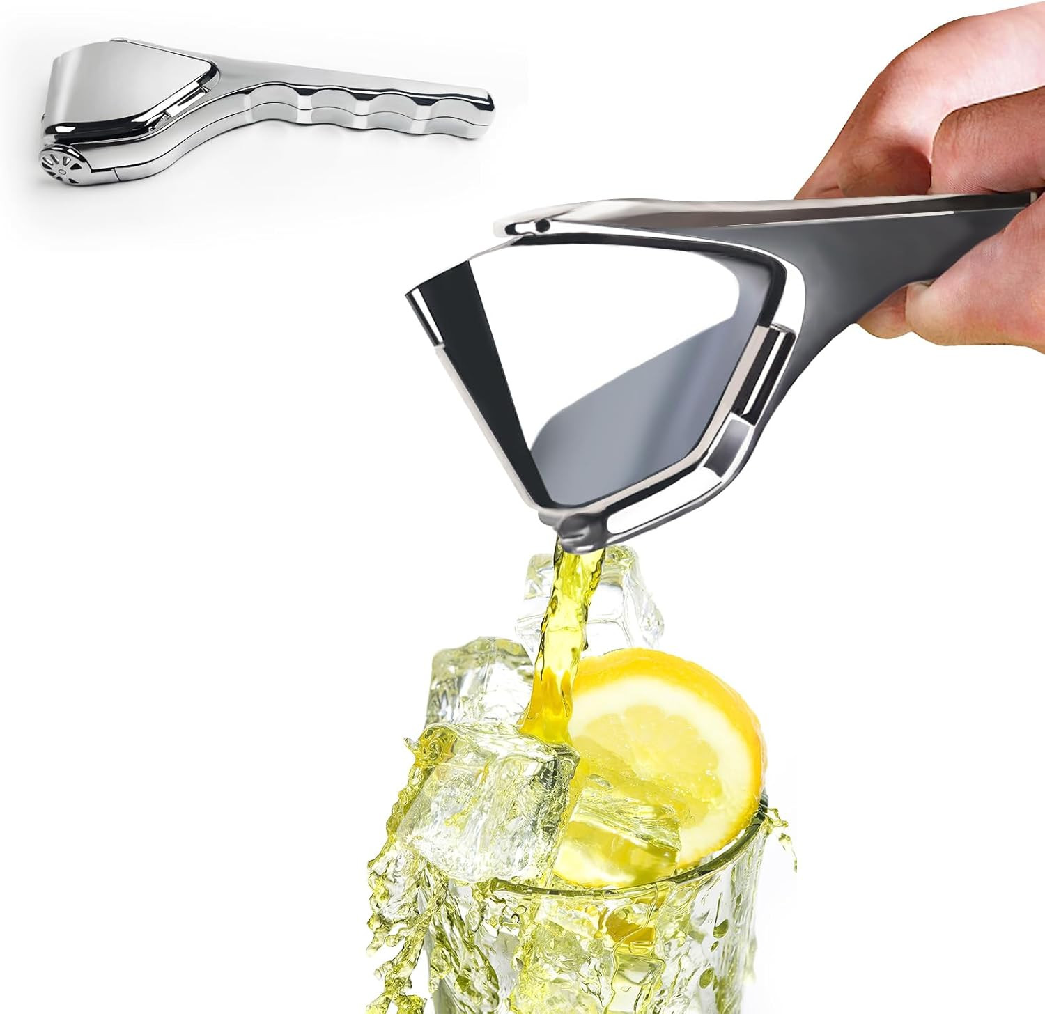 Lemon Squeezer Stainless Steel,Handheld Citrus Squeezer with Built-In Strainer,M