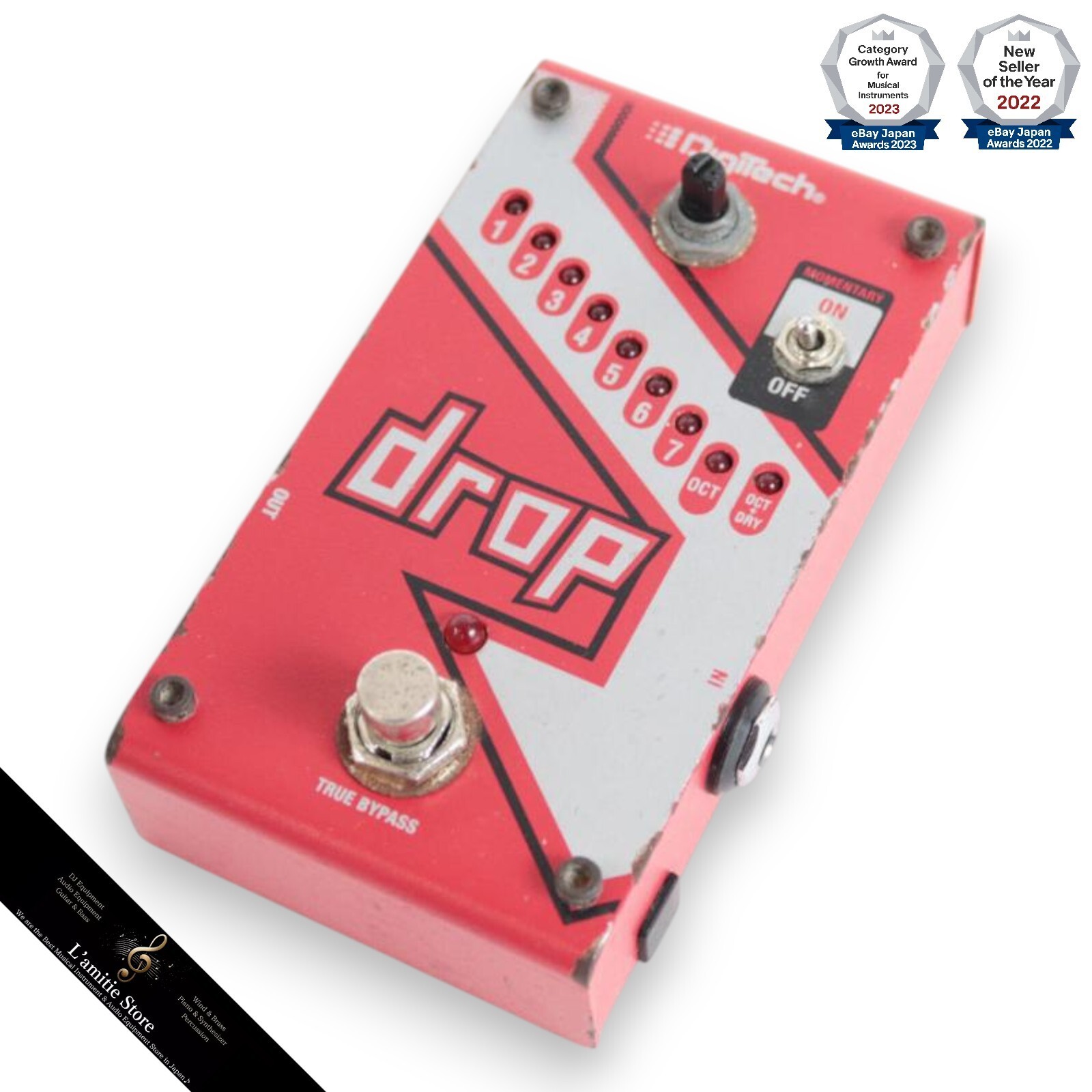 Digitech DROP Compact Polyphonic Tune Pitch Shifter Octaver JP Analog Red Used