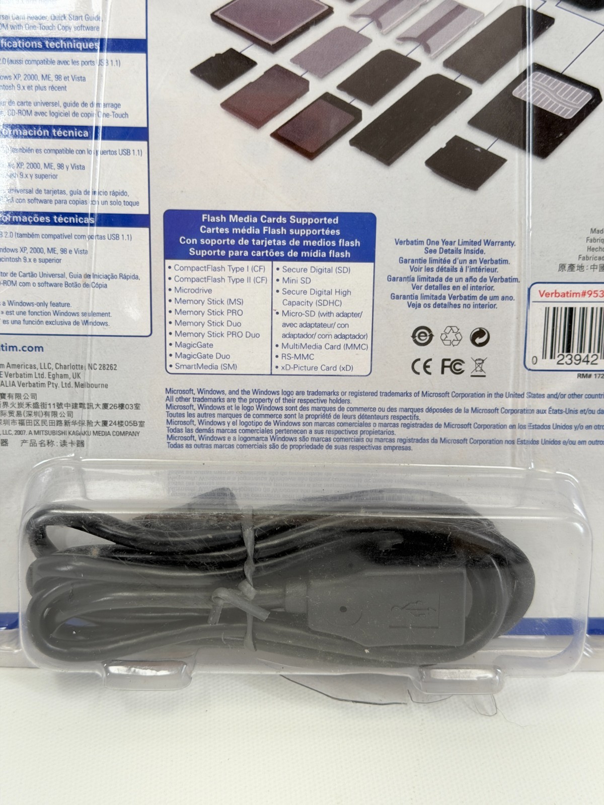 Verbatim CameraMate Universal USB 2.0 Memory Card Reader One-Touch Copy NEW
