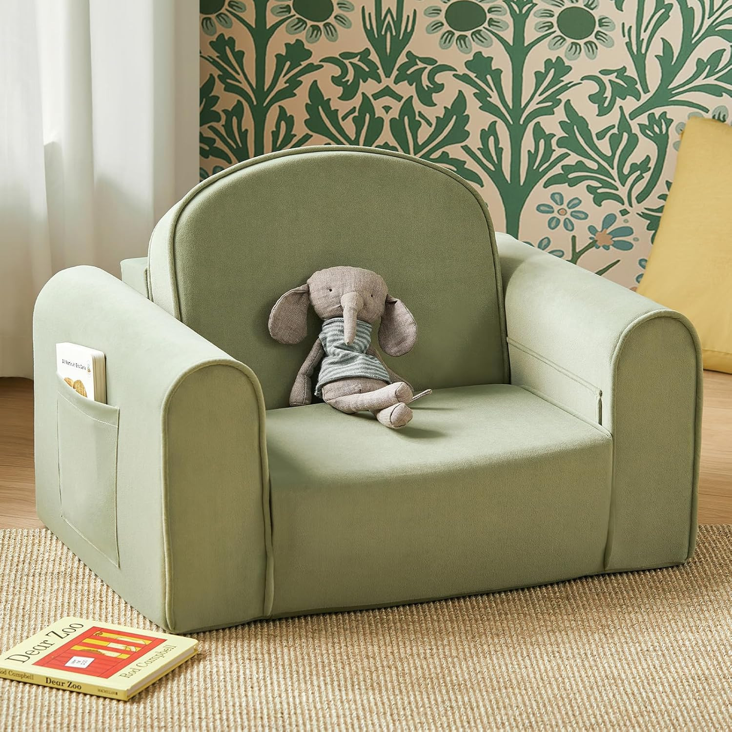 Tiny Land 2-In-1 Foldable Kids Couch with Pockets – Soft Thick Toddler Sofa, Lou