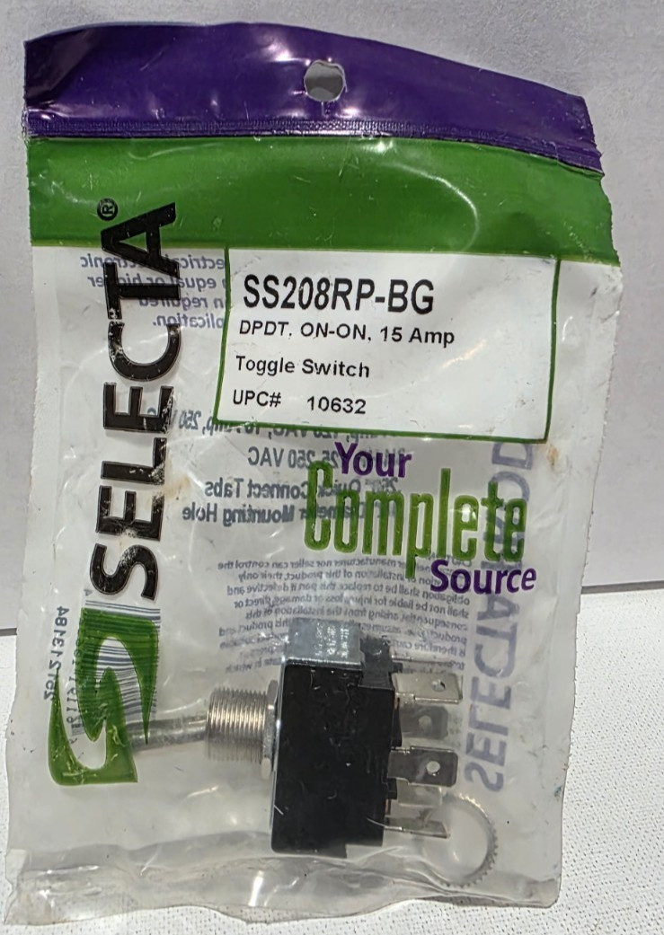 NIB - Selecta Switch SS208RP-BG  DPDT, On-On, 15 Amp 3/4HP - Toggle Switch