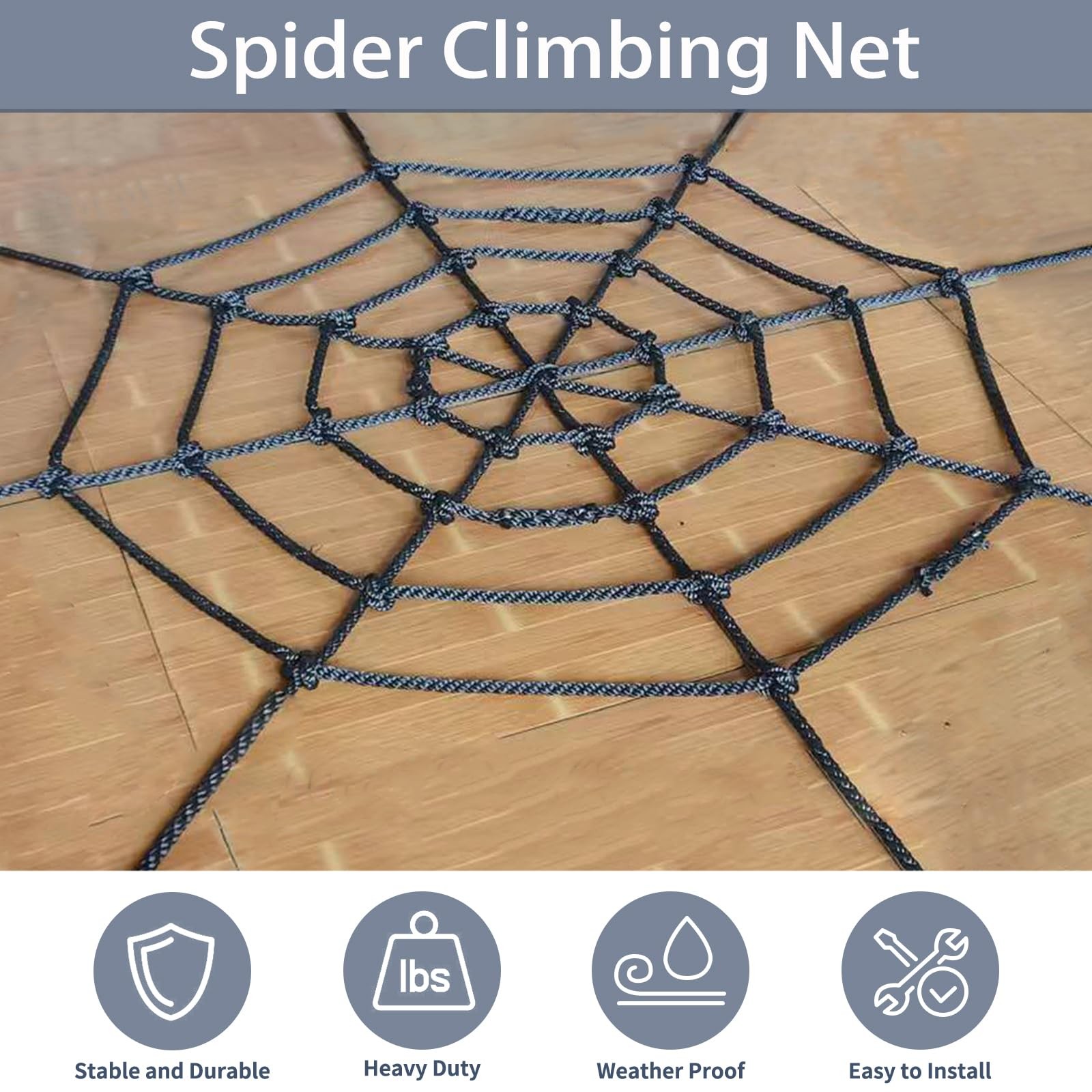 Climbing Cargo Net, 5×5ft Spider Climbing Net for Kids, for Playground,Tree H...