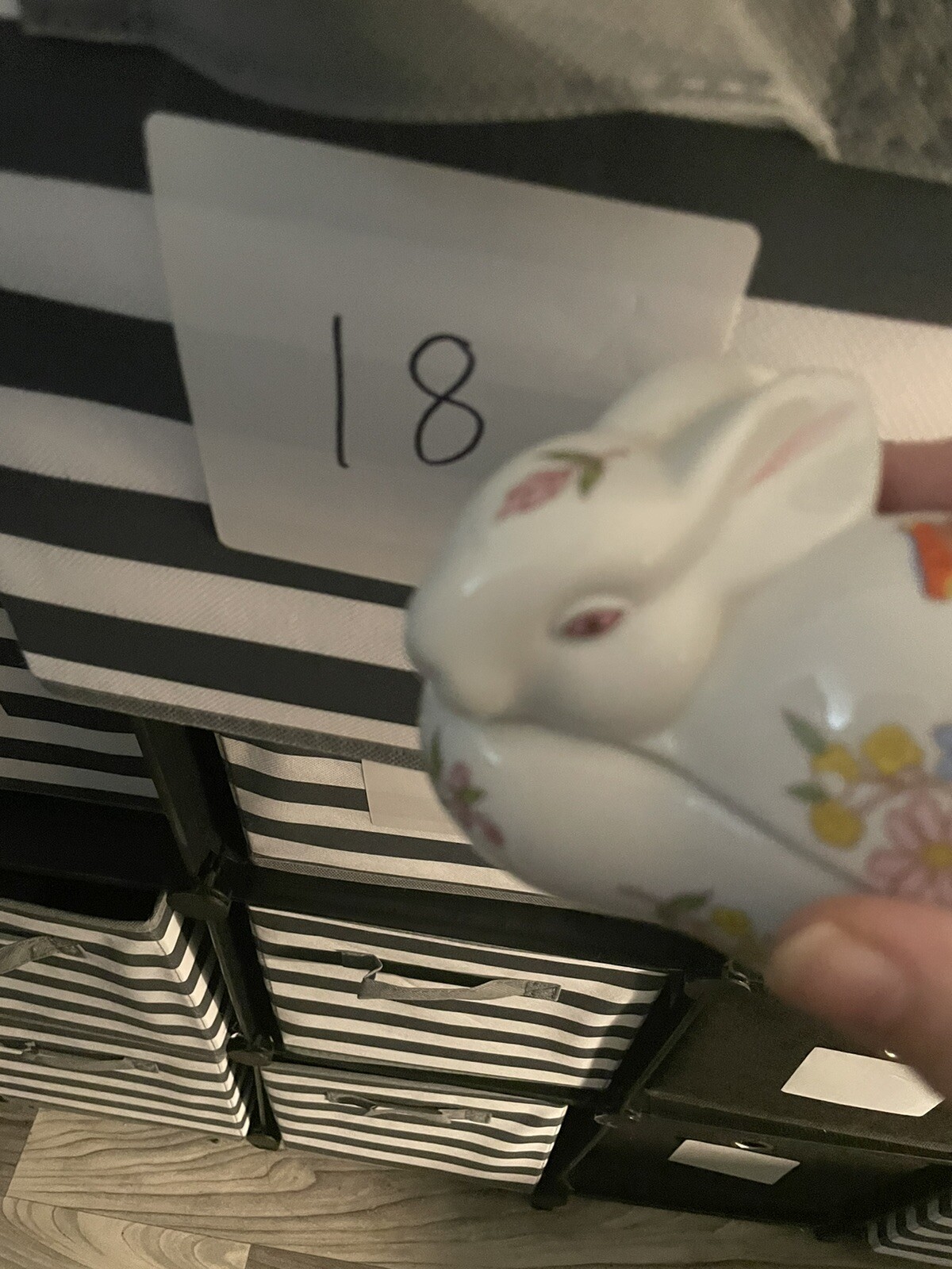Trinket Box Rabbit Flowers Ceramic Easter Spring