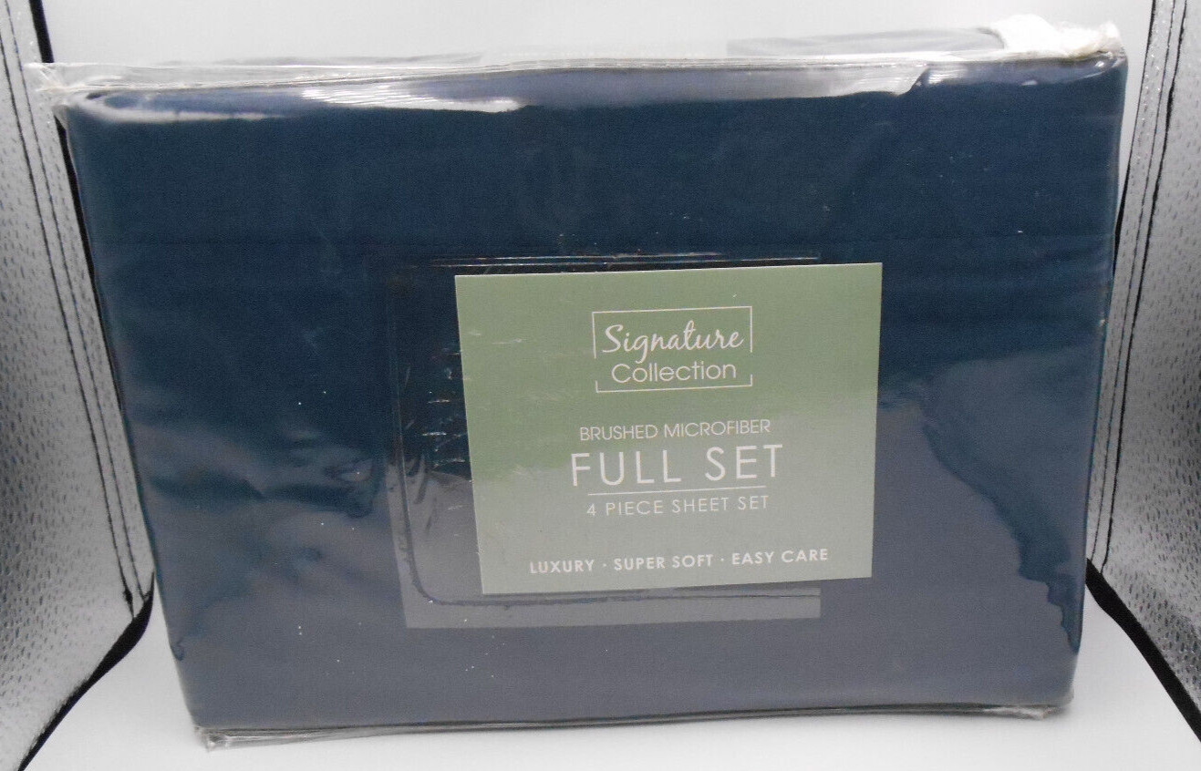 NEW SIGNATURE COLLECTION BRUSHED MICROFIBER FULL SET NAVY