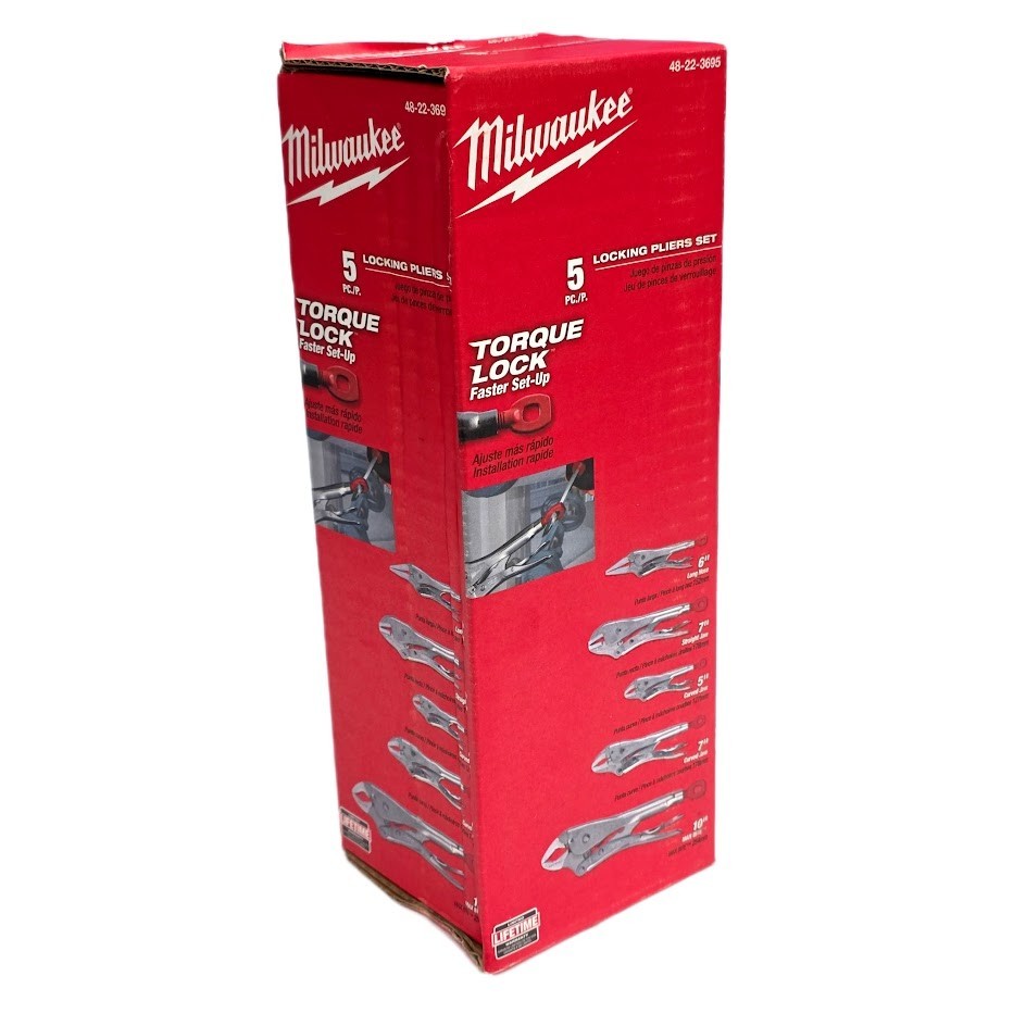Milwaukee 48-22-3695 5 Pc. TORQUE LOCK Locking Pliers Kit – Durable, Secure Grid
