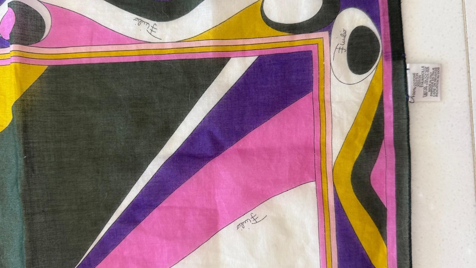 Gorgeous Emilio Pucci Printed Square Cotton Scarf w/Abstract Print