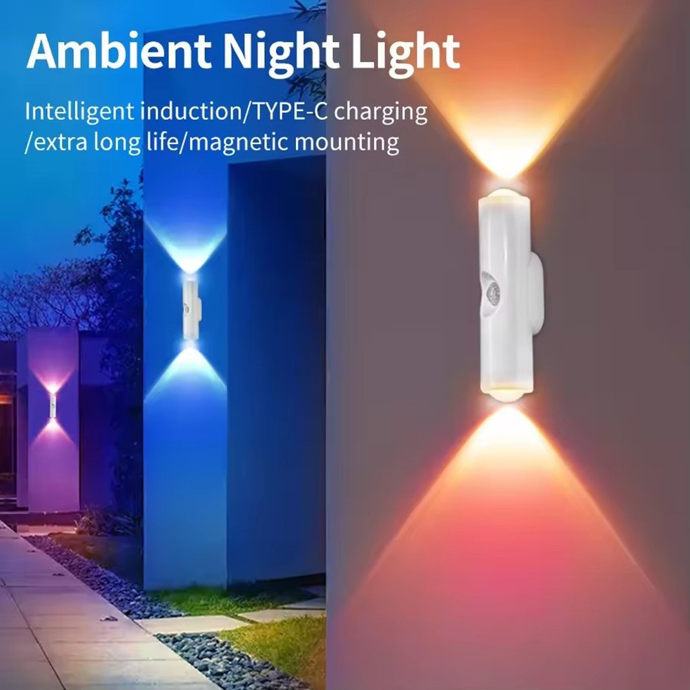 4-Pack Motion Sensor LED Night Light, Rechargeable Magnetic Wall Lamp, 7 Colors