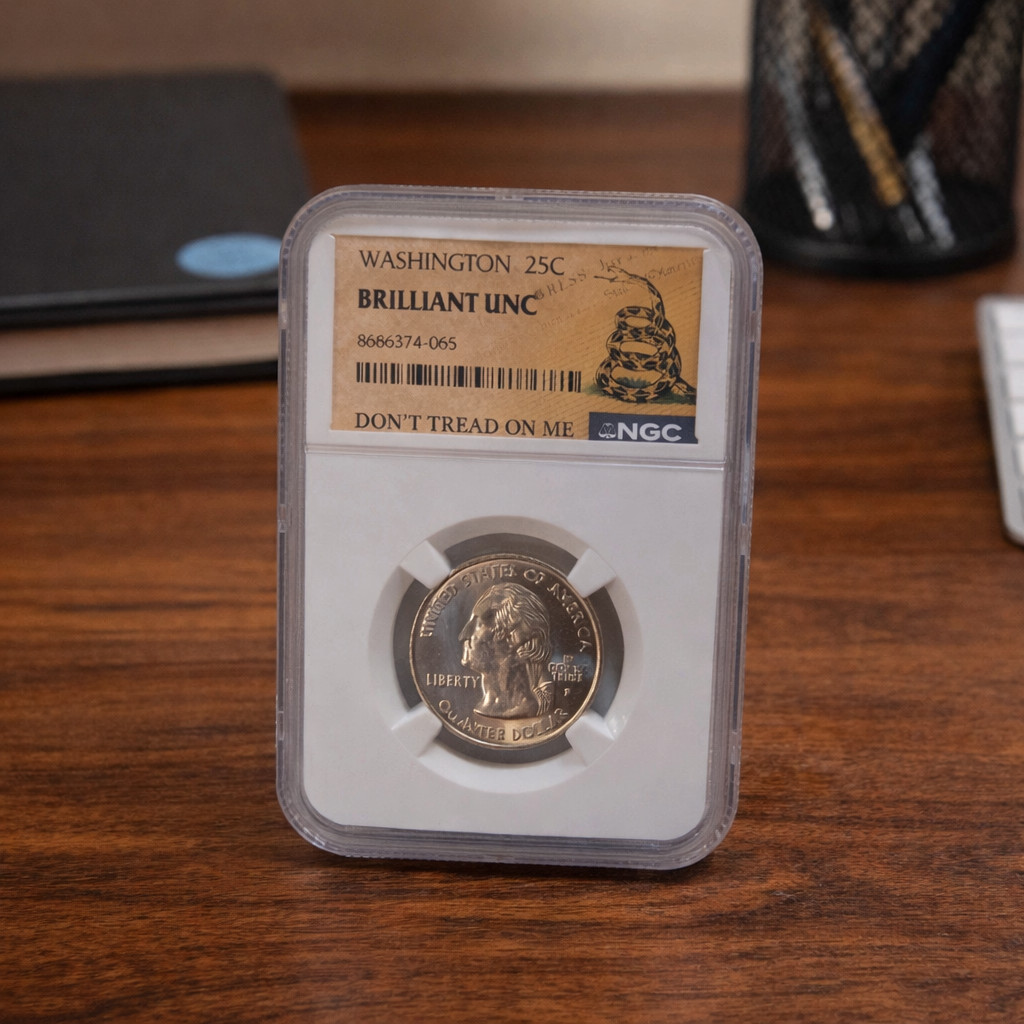1999 NGC Washington Quarter Brilliant Uncirculated Don’t Tread On Me Label
