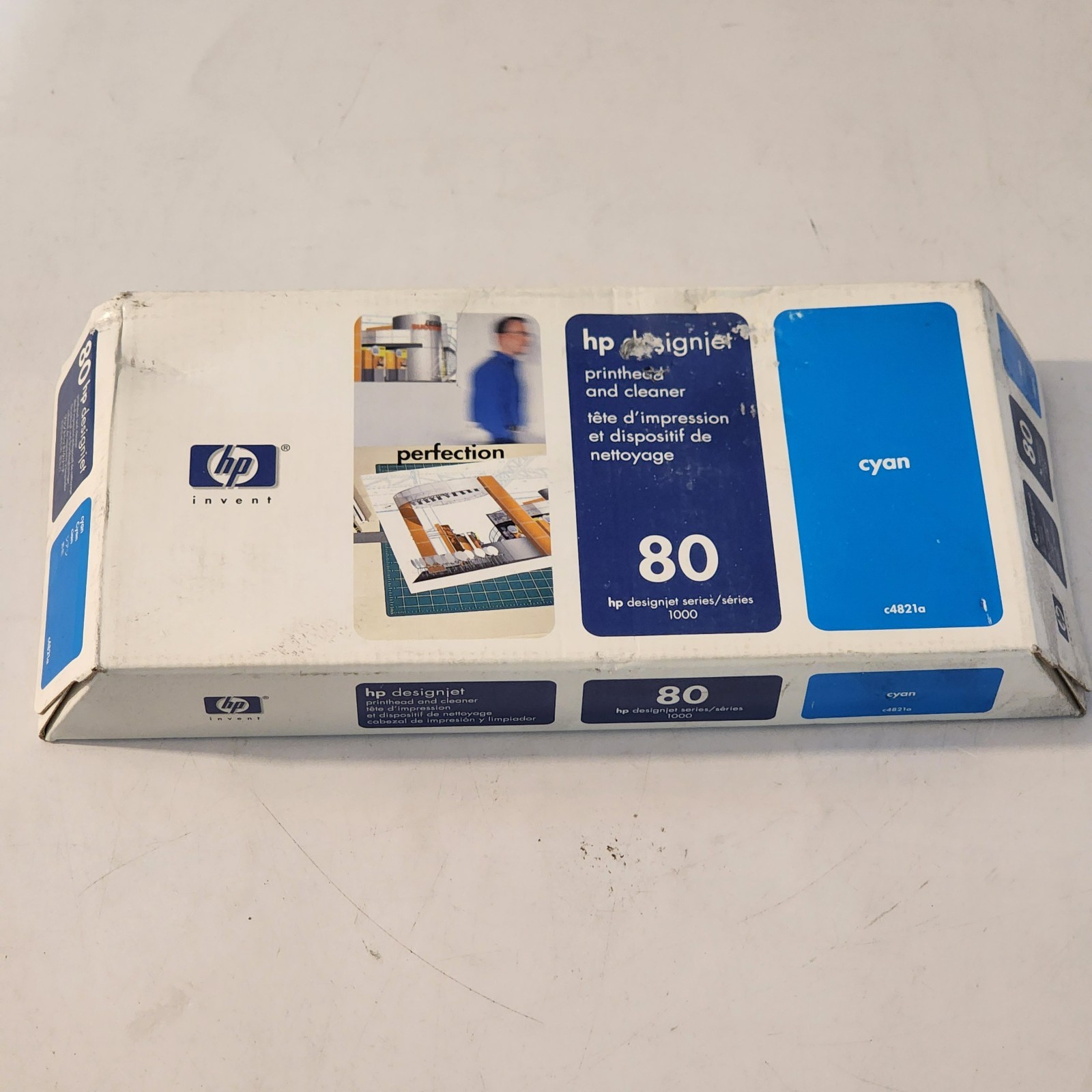 HP C4821A 80 Cyan Printhead/Cleaner  DJ 1000 1050 Genuin New OeM Sealed free shp