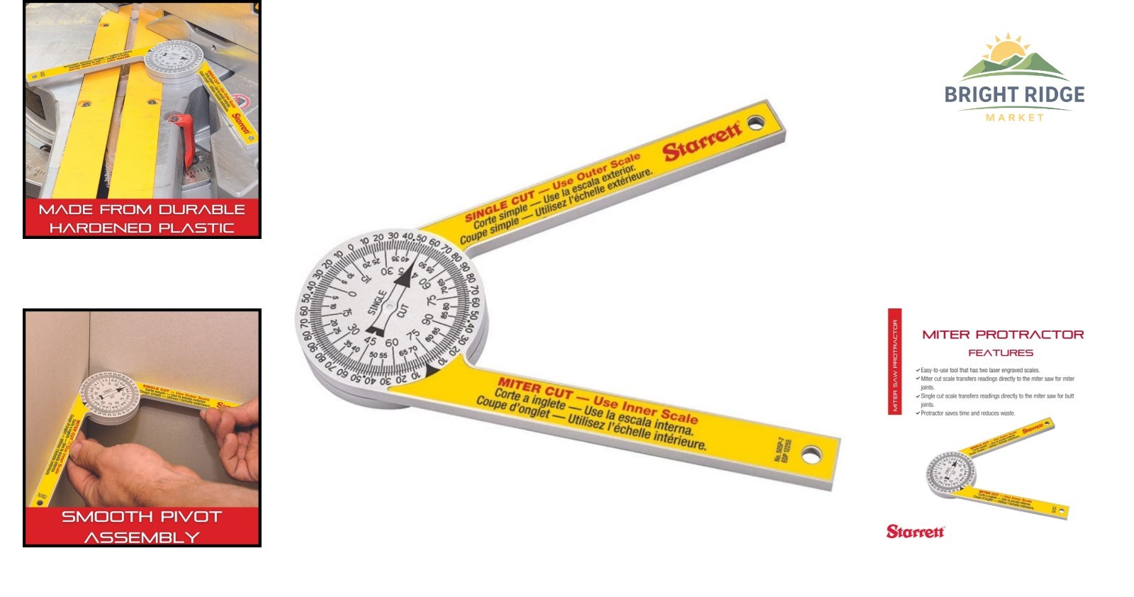 Compact Miter Protractor with Laser Scales for Carpentry and Plumbing Tasks