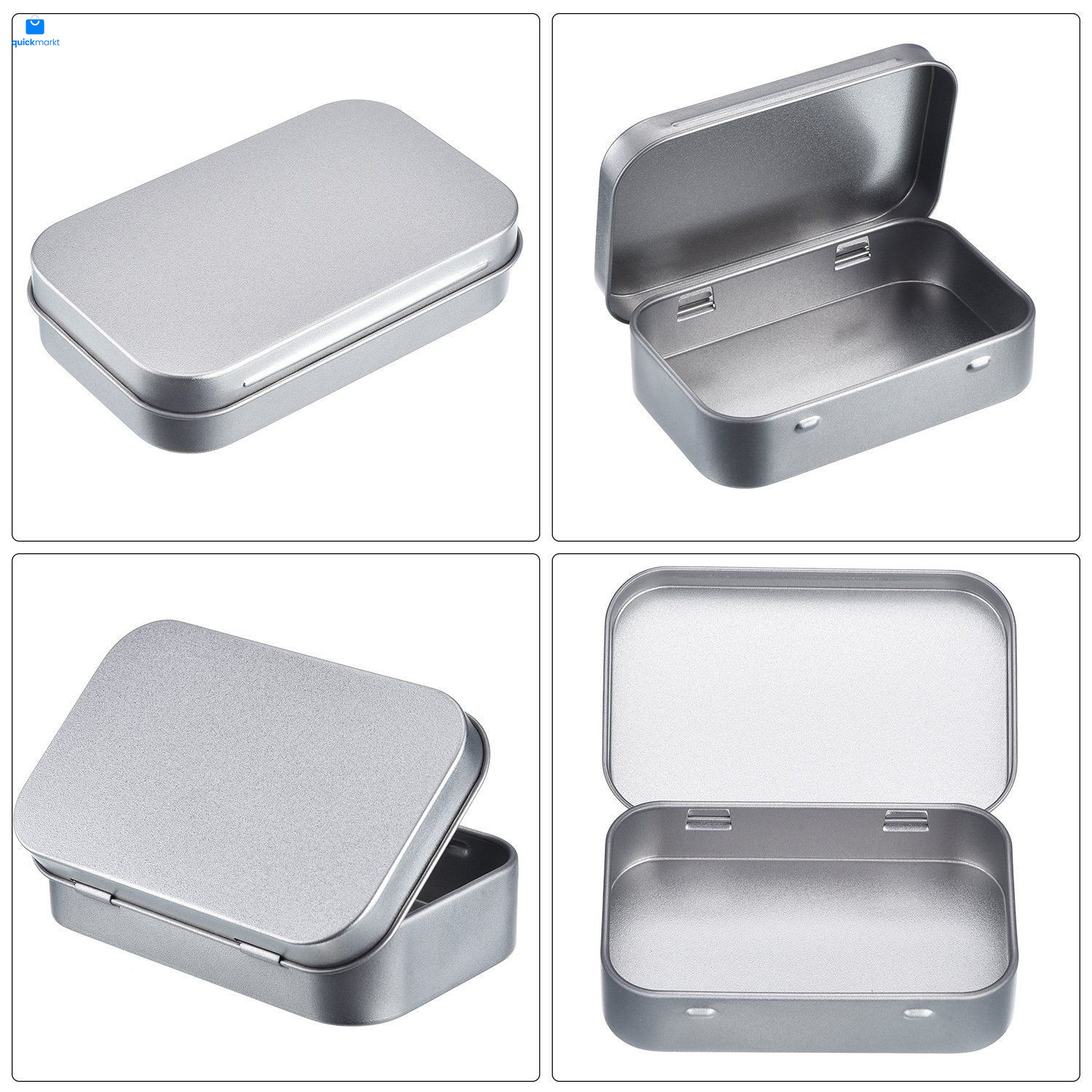 Hotop 3 pack 3.75 x 2.45 x 0.8 Inch Metal Rectangular Empty 3 Pack, Silver