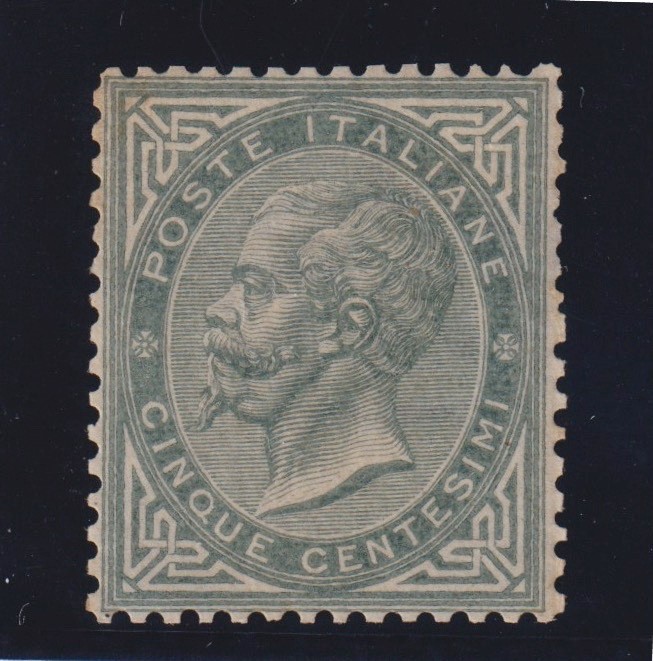 KINGDOM OF ITALY 1863 - 5 CENT. TURIN PRINT Sass. n. T16 M.N.H. CERT. DIENA