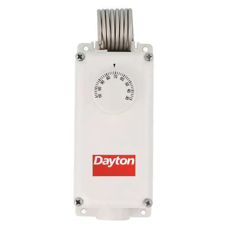 Dayton 6Edy5 Line Volt Mechanical Tstat, Heat/Cool, 30-100 Degrees F, 24 To