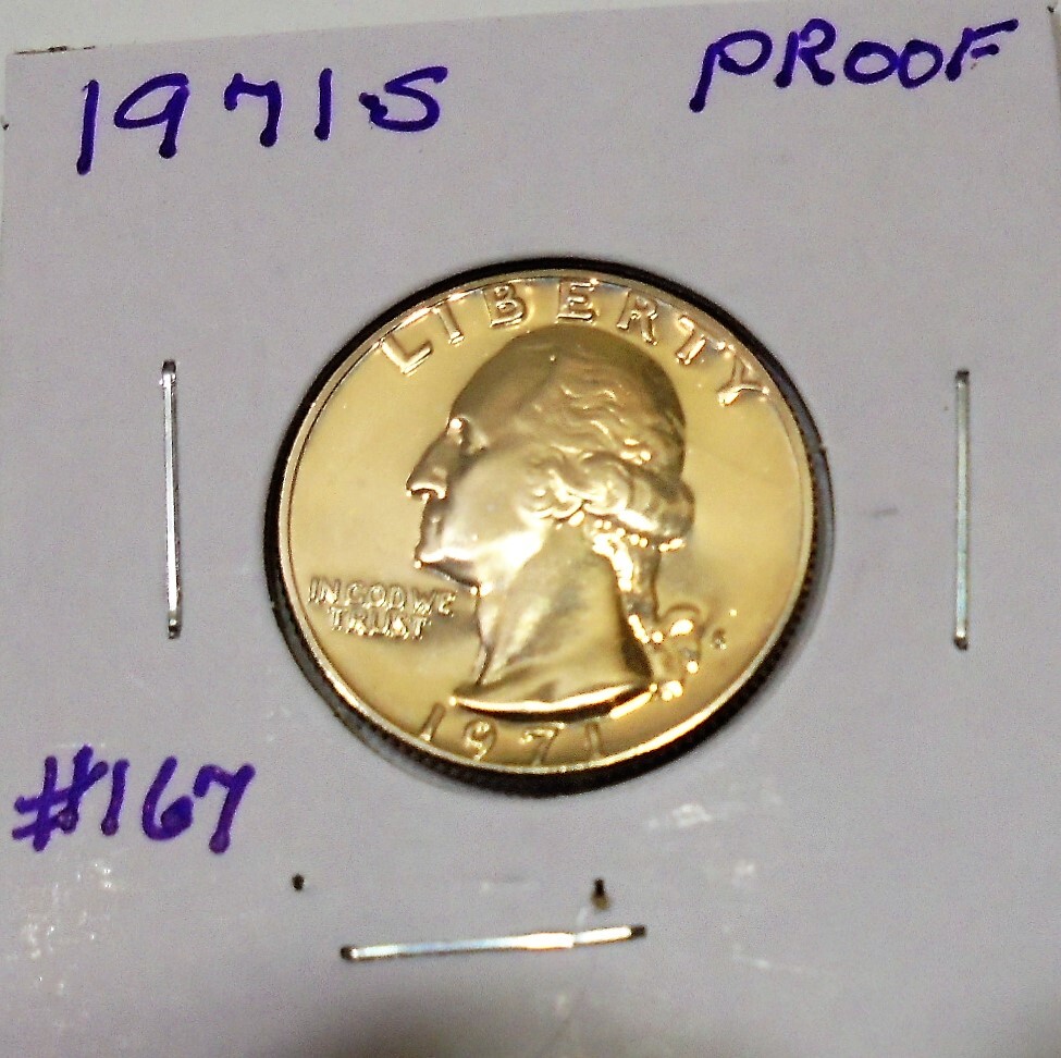 Nice 1971 s BU Proof Washington Quarter From Proof Set #167