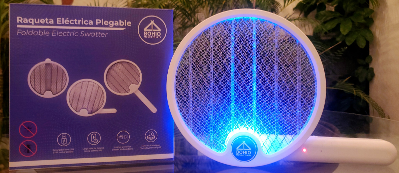 Electric Mosquito Swatter / Raqueta Eléctrica para Mosquitos - Rechargeable LED