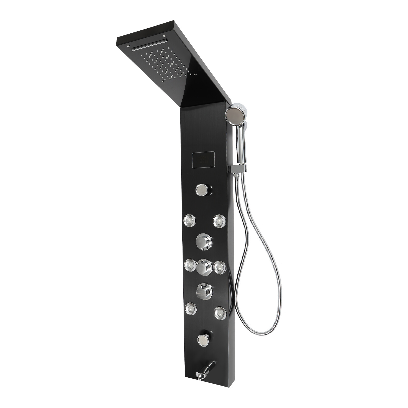 Hydroelectricity Display Rain Massage Full Body Shower System with Jets Black