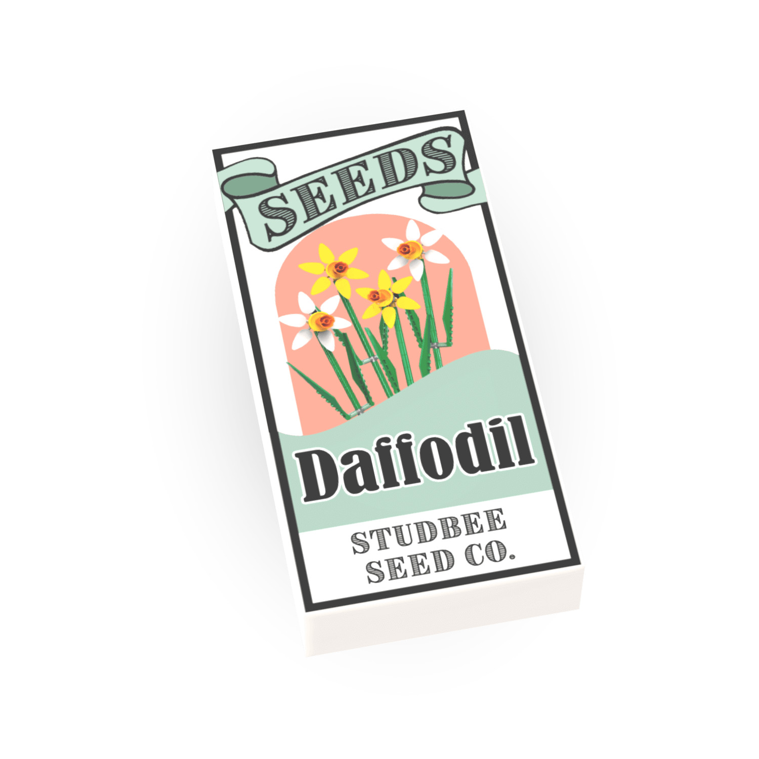 Seed Packet, Daffodil - Custom Printed Minifig Scale - (1x2 Tile) - Brick City