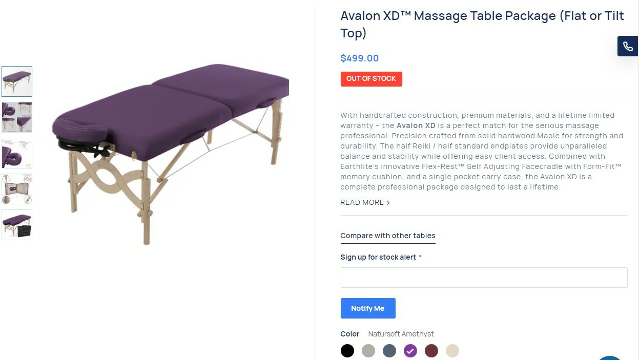 EarthLite Avalon XD Massage Table Package w/ Carry Case Purple New - Never Used