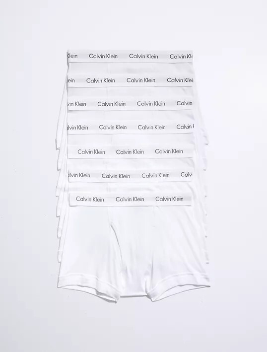 Calvin Klein CK Cotton Classics 7-Pack Trunk, White, Men's Size XL