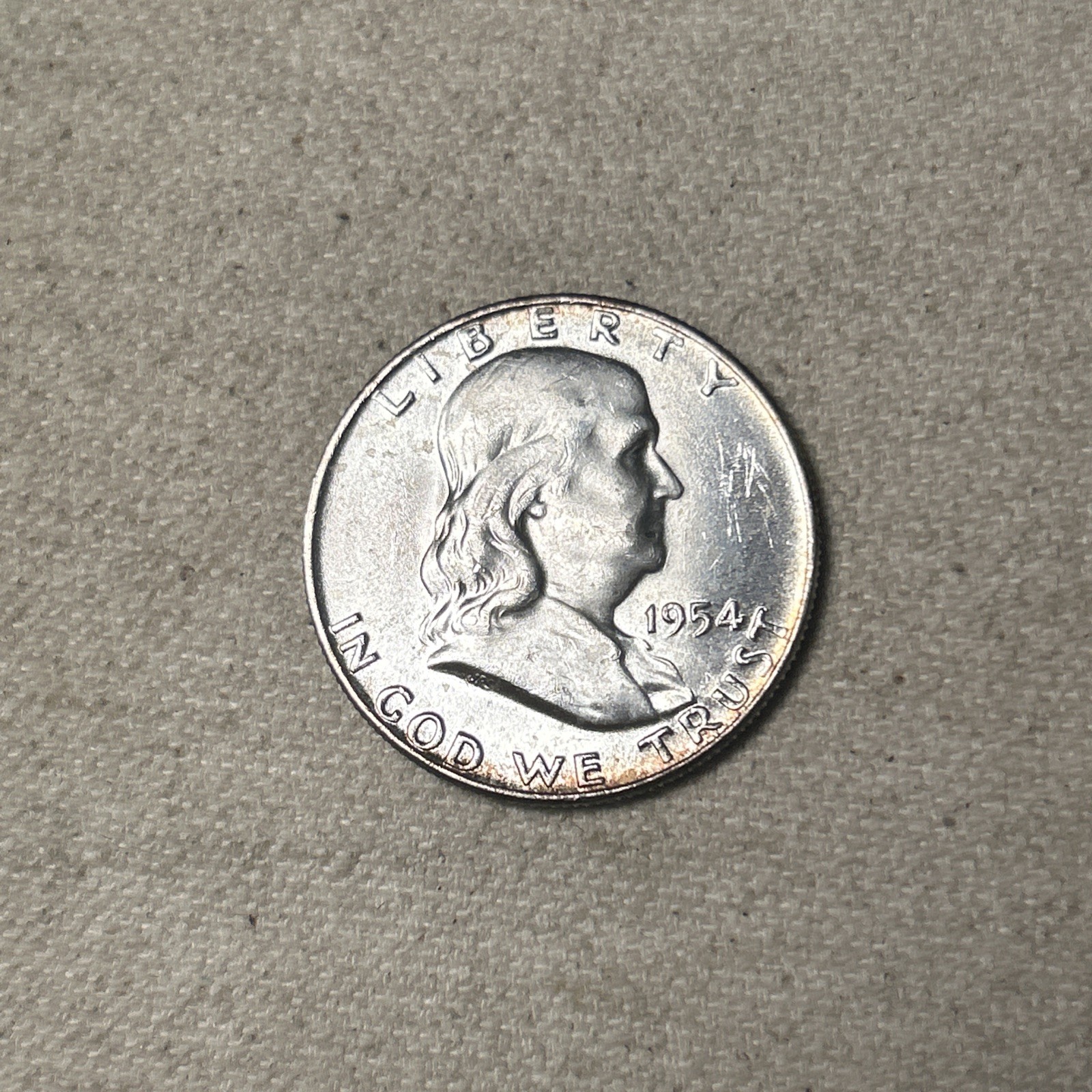BU 1954 D 50C  FRANKLIN HALF DOLLAR US SILVER COIN BLAST WHITE! - F4