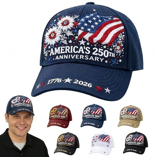 250th Anniversary USA Commemorative Baseball Cap, Vintage Embroidered Patriotic