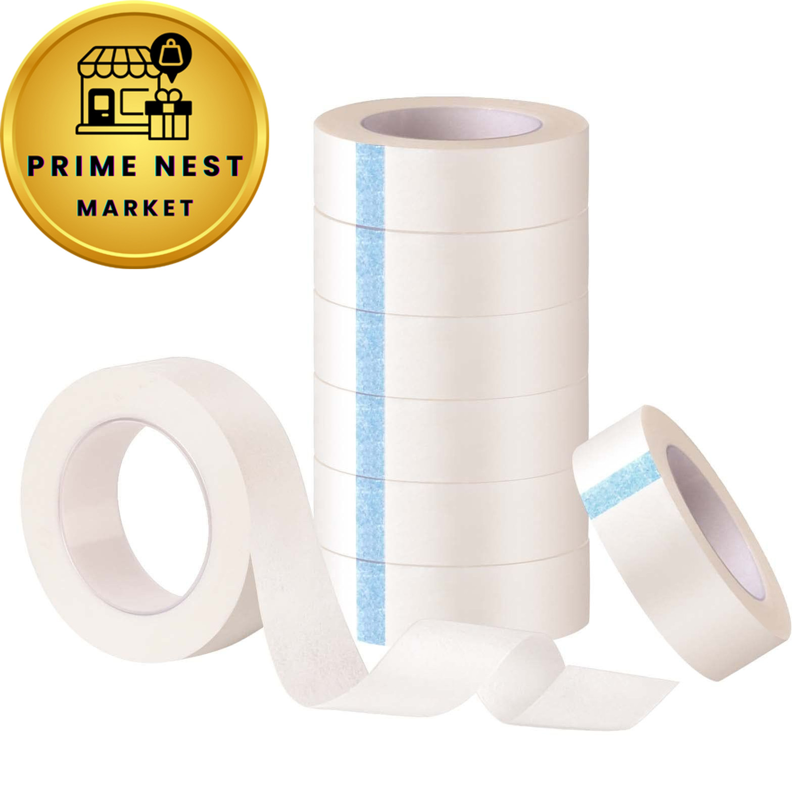 TUPARKA 8 Rolls White Eyelash Tape, Adhesive Width: 1.2cm, Length: 9m,