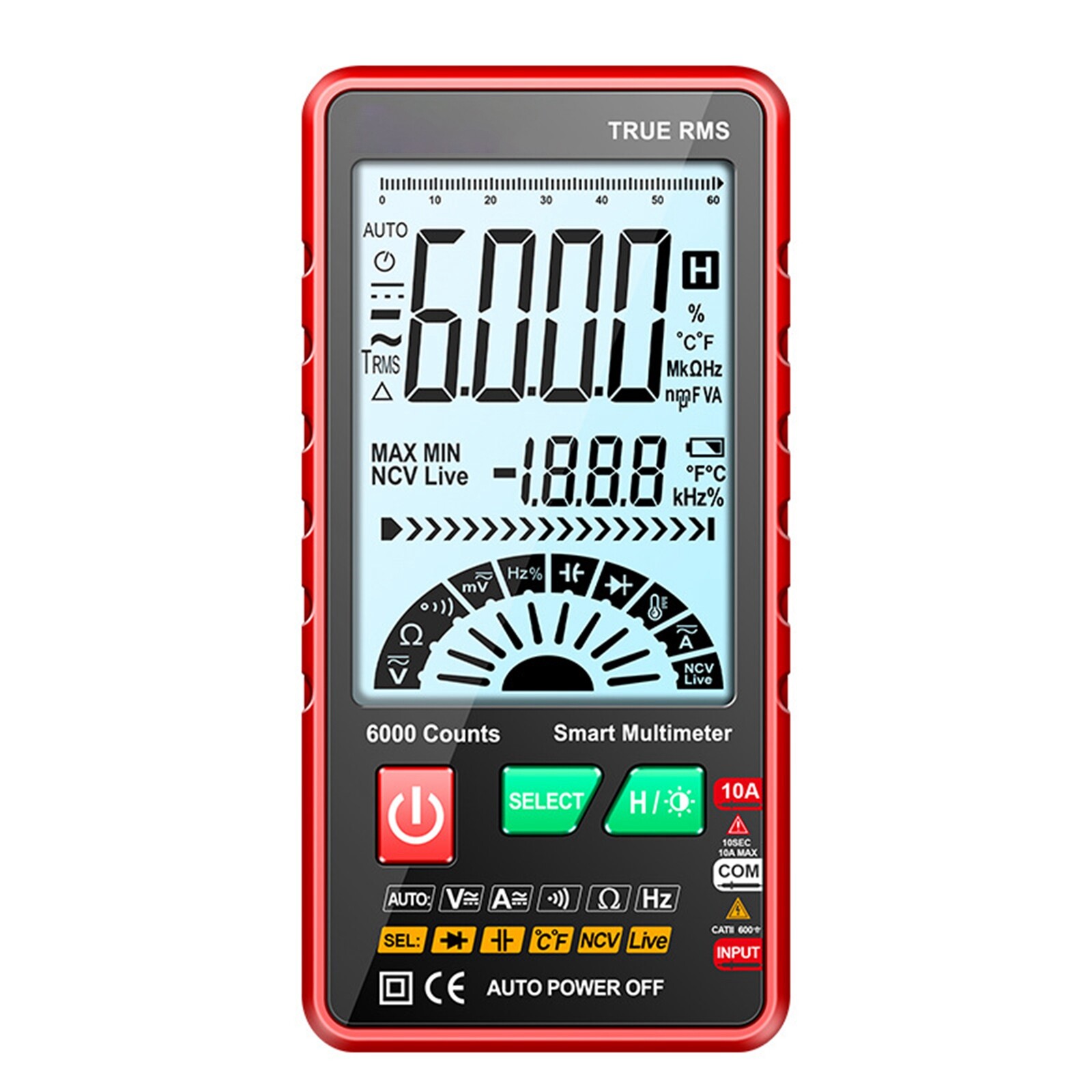Digital Multimeter AC/DC Voltmeter Resistance Capacitance Temp Hz Meter Tester