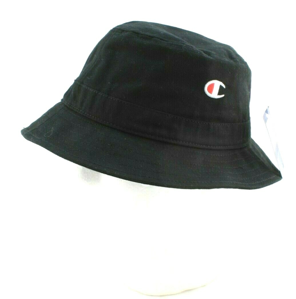 NWT CHAMPION One Size Fits Most Black with Logo 100% Cotton Men's Bucket Hat