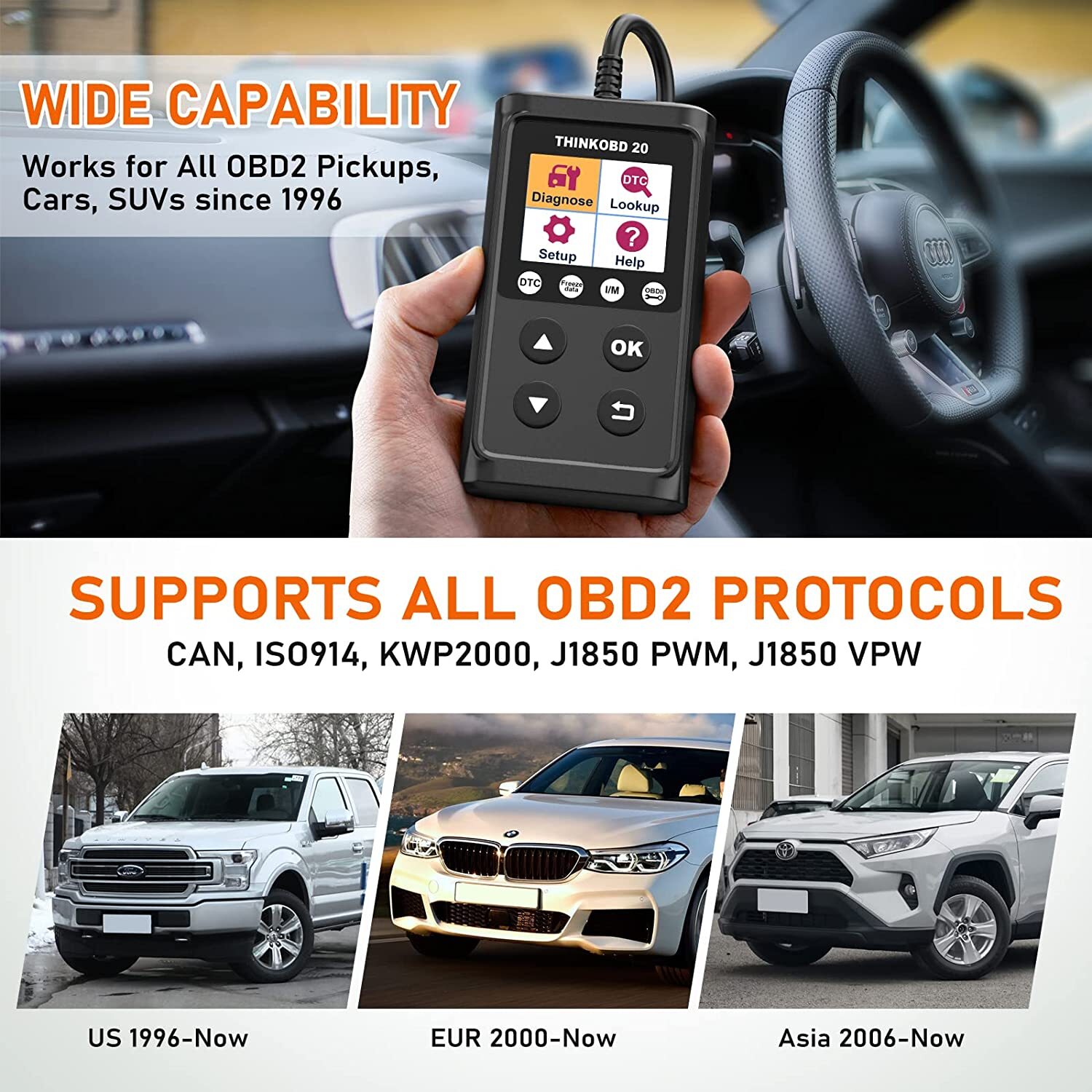 THINKOBD 20 Auto Code Reader OBD2 Scanner Car Check Engine Fault Diagnostic Tool